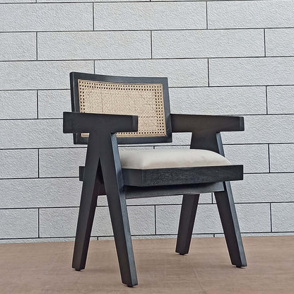 Atlanta Chair Black Make in Upholstery Seat and Back Rest is Natural Cane. This Chair used in Office area and Dining Chairs. 