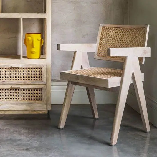 Solid Wood and Natural Cane Atlanta Chair Made in Mango Wood