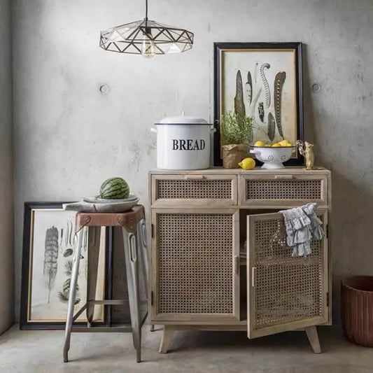 Solid wood Two rattan door and two rattan drawer Atlanta buffet. 