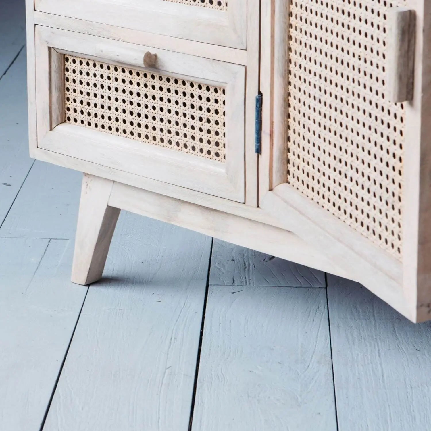 Mango wood Two rattan doors and Three rattan drawers Atlanta crockery cabinet. 