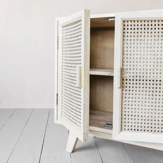 Solid Wood and Natural Cane Four Doors Atlanta Sideboard. 
