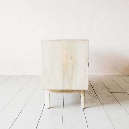 Two door One drawer and One shelf Tv cabinet made in Mango Wood and Natural rattan.  