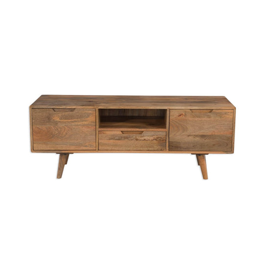 Mango wood two door, one shelf and one drawer atlantis tv cabinet. 