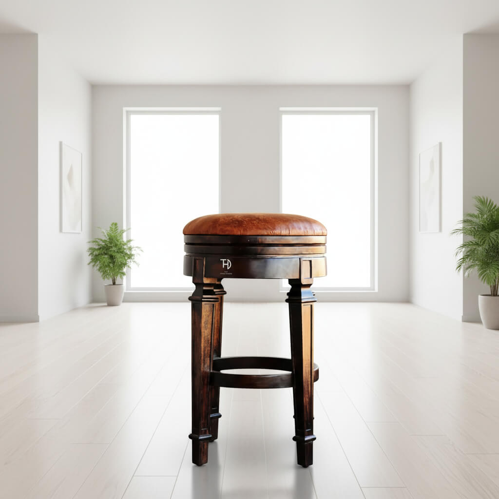 Solid Wood Baltoro Round Bar Stool. 