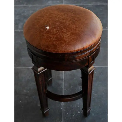 Baltoro Round Bar Stool Made in Solid Sheesham Wood, Ply, Foam and Fabric. 