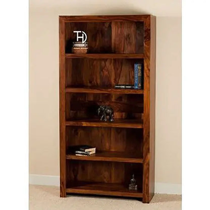 Solid Sheesham Wood Five Shelf Bangger Beauty Bookshelve. 