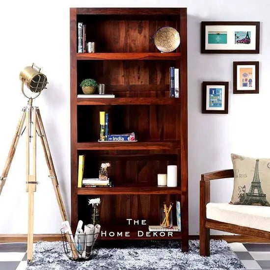 Five Open Shelf Bangger Beauty Bookshelve Made in Solid Sheesham Wood. 