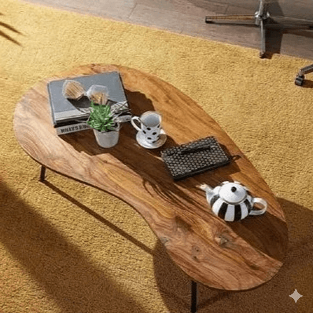 Wooden and Metal Legs Bean Coffee Table. 