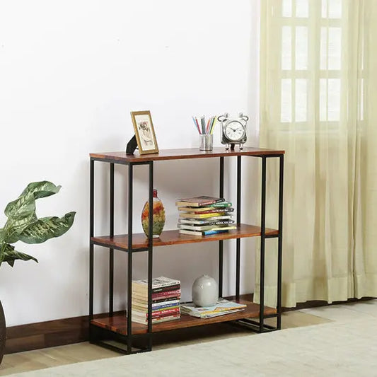 Mango Wood and Metal Two Shelf Beatle Bird Bookcase. 