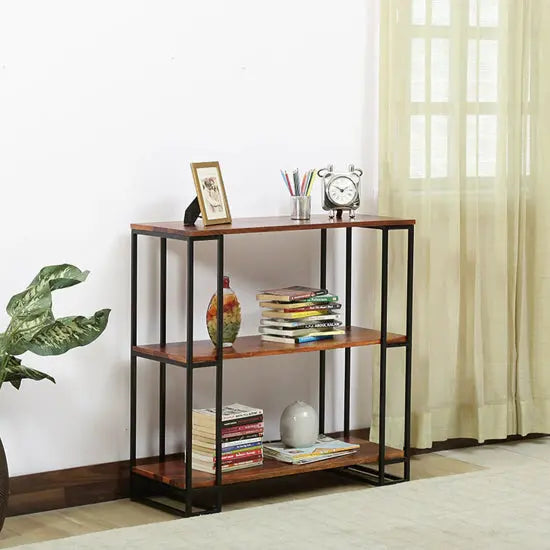 Two Shelf Beatle Bird Bookcase Made in Solid Mango Wood and Metal Frame. 