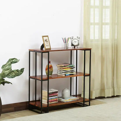 Two Shelf Beatle Bird Bookcase Made in Solid Mango Wood and Metal Frame. 
