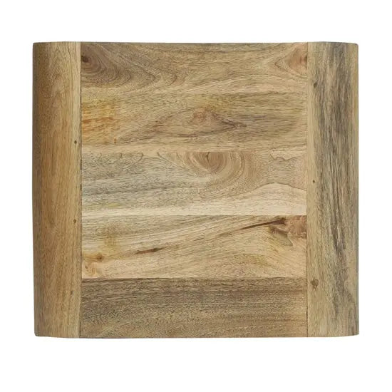 Wooden Three Drawer top round edge braithwaite bedside table black with cone design knockdown legs. 