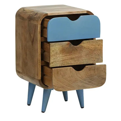 Wooden Round Egde Three Drawer Braithwaite Bedside Table. 
