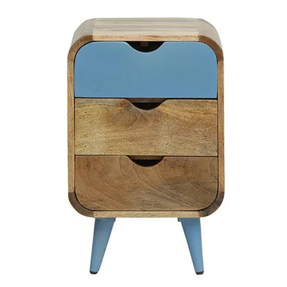 Solid Mango Wood Three Drawer Braithwaite Bedside Table. 