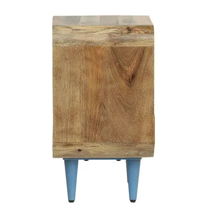 Round Edge Three Drawer Braithwaite Bedside Table Made in Solid Mango Wood. 