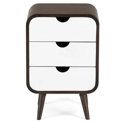 Solid Wood Three Drawer Round Edge Braithwaite Side Table With Cone Design Legs.