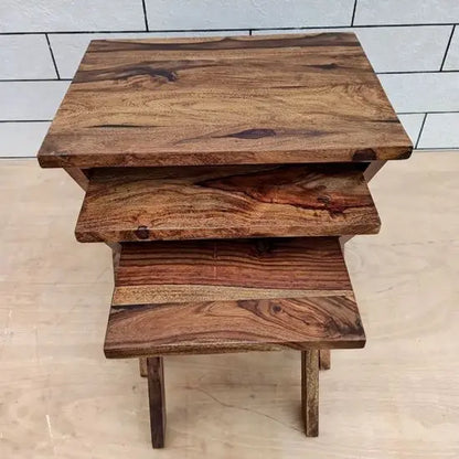 X Design Braithwaite X Nesting Table Set 3 Pcs Made in Solid Sheesham Wood. 