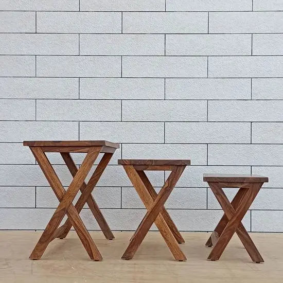 Wooden X Design Braithwaite X Nesting Table Set 3 Pcs. 