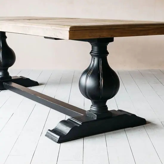 Mango Wood Rectangle Shaped Bruel Dining Table Finish in Duel Tone. 