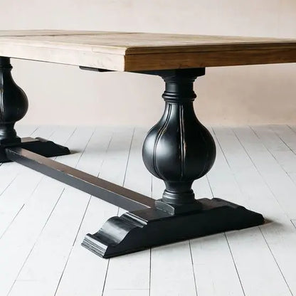 Mango Wood Rectangle Shaped Bruel Dining Table Finish in Duel Tone. 