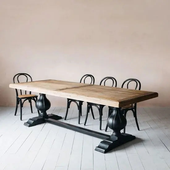 Solid Mango Wood Rectangle Shaped Bruel Dining Table Finish in Duel Tone. 