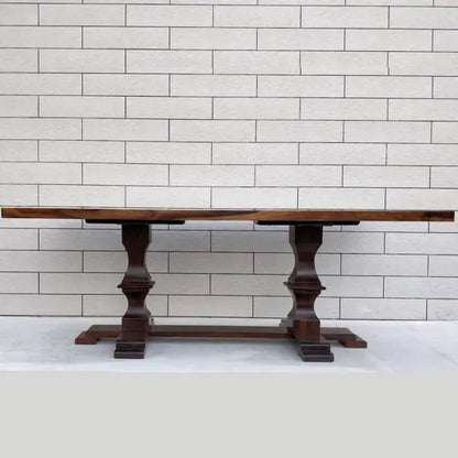 Dining table with two legs.