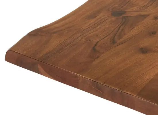 Acacia Wood Live Edge Design Cladio Dining Table with Metal Legs with Acacia Natural Finish and Metal Black. 