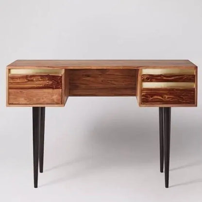Solid Three Drawer Clazz Study Table, All Three Drawer Are Different sizes. Drawer Groups Also Gold finish For Shining Looks.   