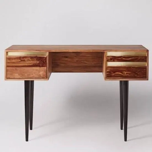 Solid Three Drawer Clazz Study Table, All Three Drawer Are Different sizes. Drawer Groups Also Gold finish For Shining Looks.   