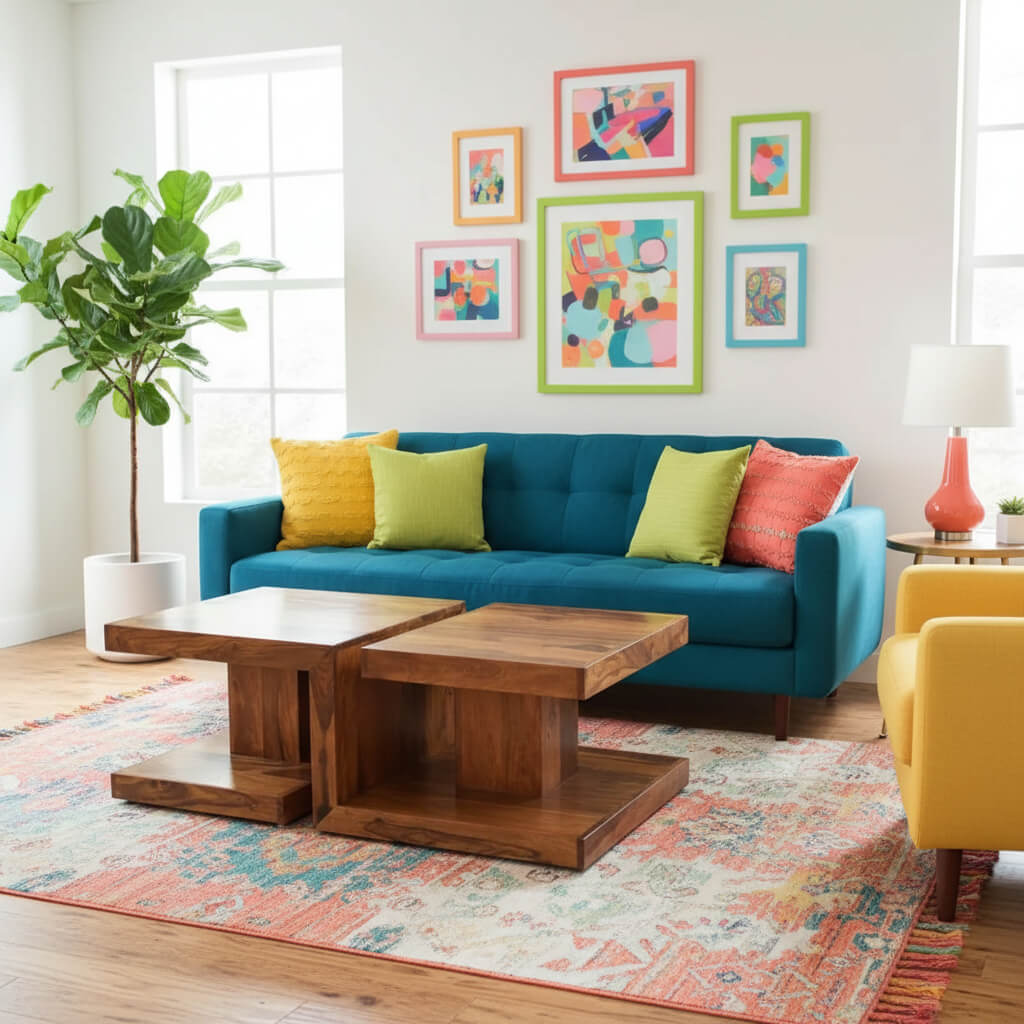 Pair of wooden Coffiyano coffee tables. 
