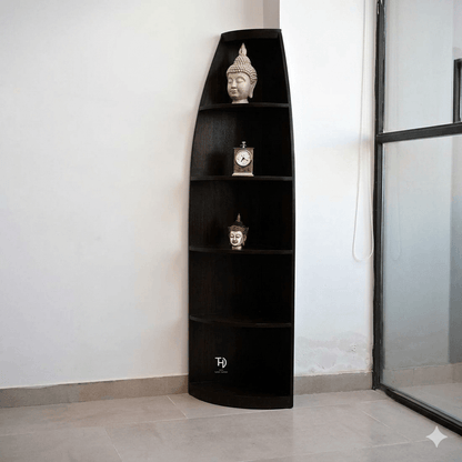 Five Shelf Corner Bookcase Made in Solid Sheesham Wood. 