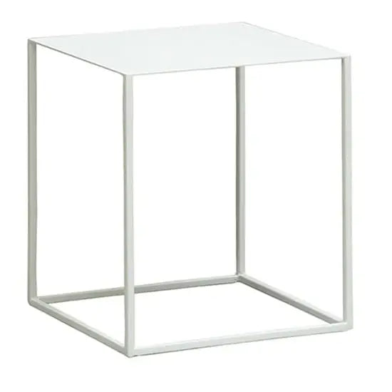 Cuber Iron End Table Made in Iron Frame With White Finish. 