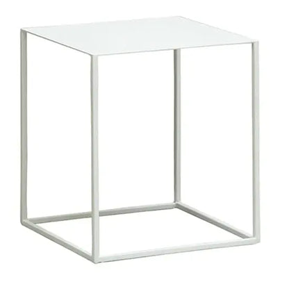Cuber Iron End Table Made in Iron Frame With White Finish. 