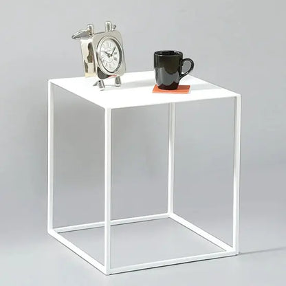 Cuber Iron End Table Made in Iron Frame With White Finish. 