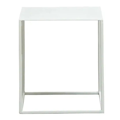 Square Top Cuber Iron End Table White. 