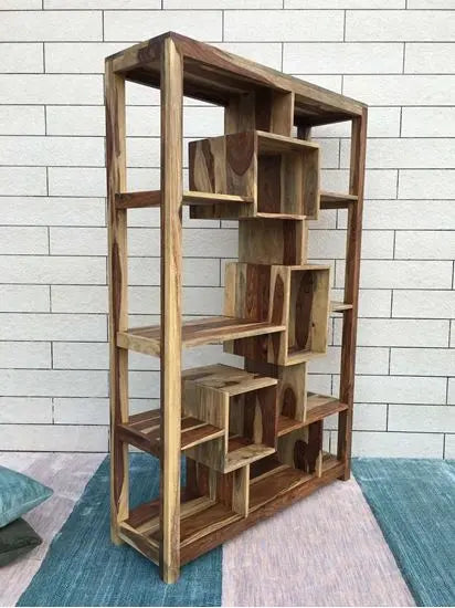 Solid Sheesham Wood Open Shelf Cyno Bookshelve cum Room Divider. This Strong Bookcase for keeps your books and any other decorative items. 
