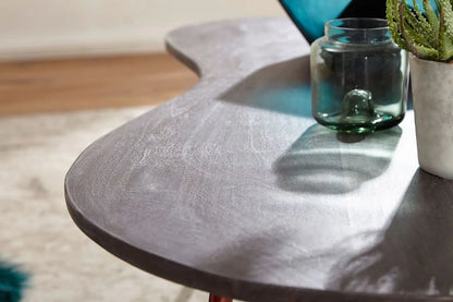 Wooden Round concrete dark bean coffee table.