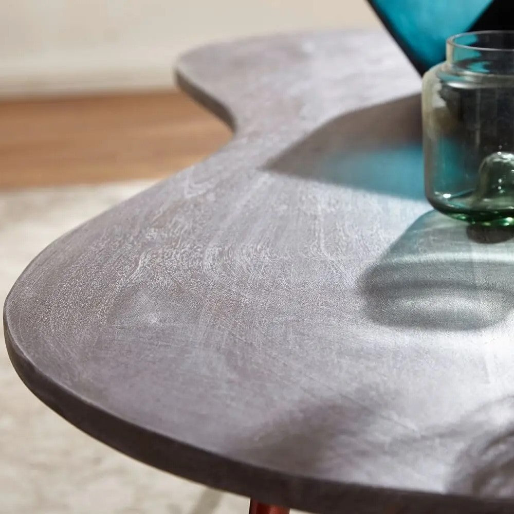 Wooden Round concrete dark bean coffee table.