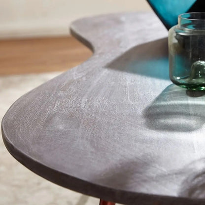 Wooden Round concrete dark bean coffee table.