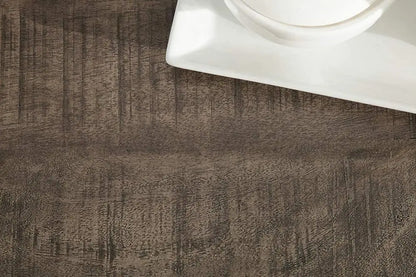 A rectangle shaped dark jett coffee table made in Solid mango wood top and black metal frame.   