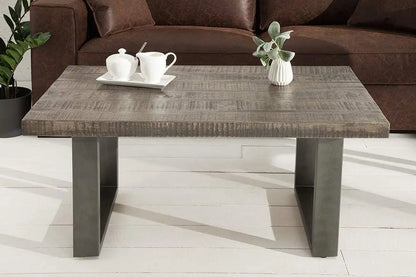 Solid wood and metal frame rectangle shaped dark jett coffee table.   