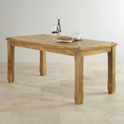 Mango wood rectangle shape devi five seater dining table.