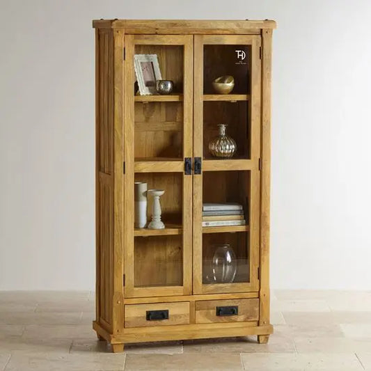 Solid Wood Two Door Two Drawer Devi Crockery Almira. This Almirah Used Keeps Crockery Item. 