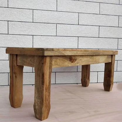 Solid Wood Rectangular shape Devi Long Dining Bench Finish mango Natural and Fill black Epoxy in top group.