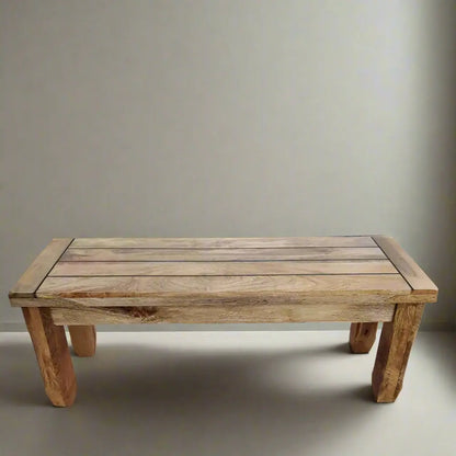 Mango Wood Rectangular shape Devi Long Dining Bench Finish mango Natural and Fill black Epoxy in top group.