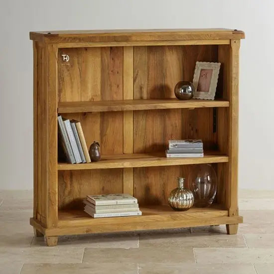 Three Shelf Devi Open Shelve Bookcase Made in Solid Mango Wood. 