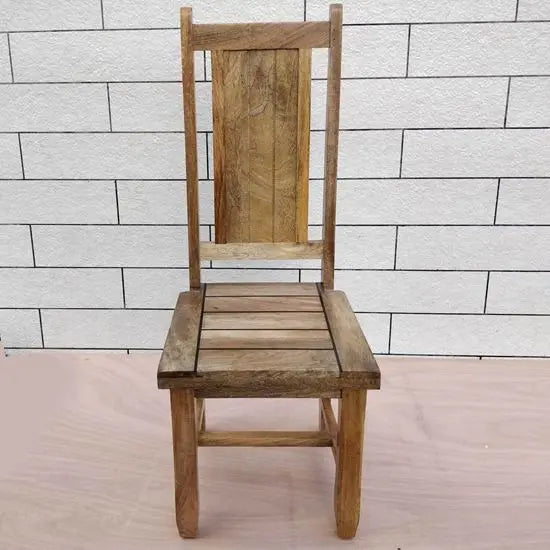 Solid Mango Wood Devi Dining Chair Finish in Mango Natural With Black Epoxy fill in Chair Top Group. 