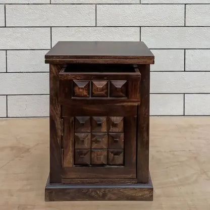 Wooden One Door One Drawer Diamond Bedside.