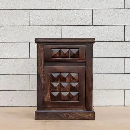 Solid Wood One Door One Drawer Diamond Bedside.