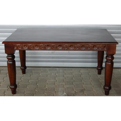 Sheesham wood Rectangle shape Dome Six seater dining table with intricate carvings. 